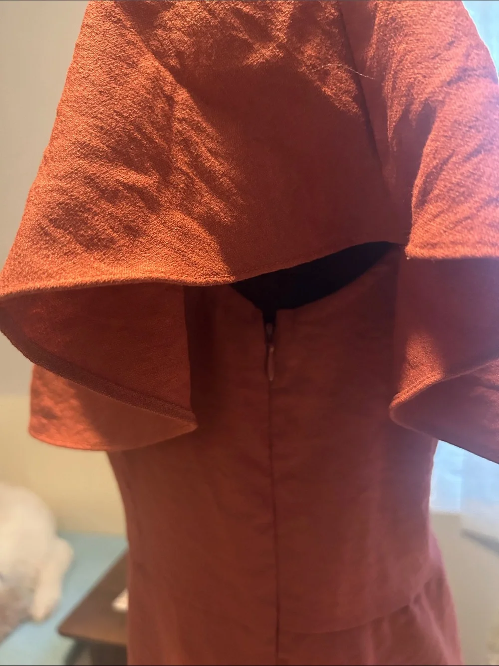 Sugarlips Orange Ruffle-Shoulder Midi Dress - Picture 9 of 9